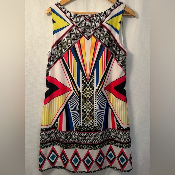 Point Bright Print Sleeveless Shift Dress Size Large - Picture 8 of 16